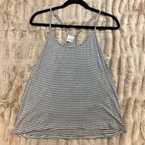 Grey and White Thin Stripe Tank Top